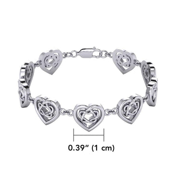 Celtic Knotwork and Hearts Silver Bracelet TBG737 - Jewelry